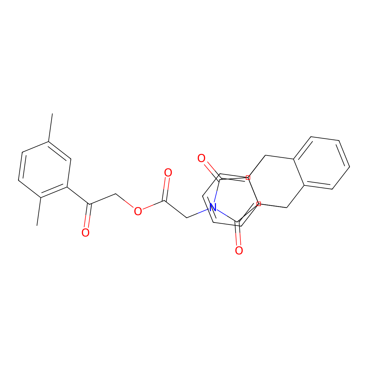 2-(2,5-Dimethylphenyl)-2-oxoethyl (16,18-dioxo-17-azapentacyclo[6.6.5.0~2,7~.0~9,14~.0~15,19~]nonadeca-2,4,6,9,11,13-hexaen-17-yl)acetate molecular structure, CAS 332056-44-7