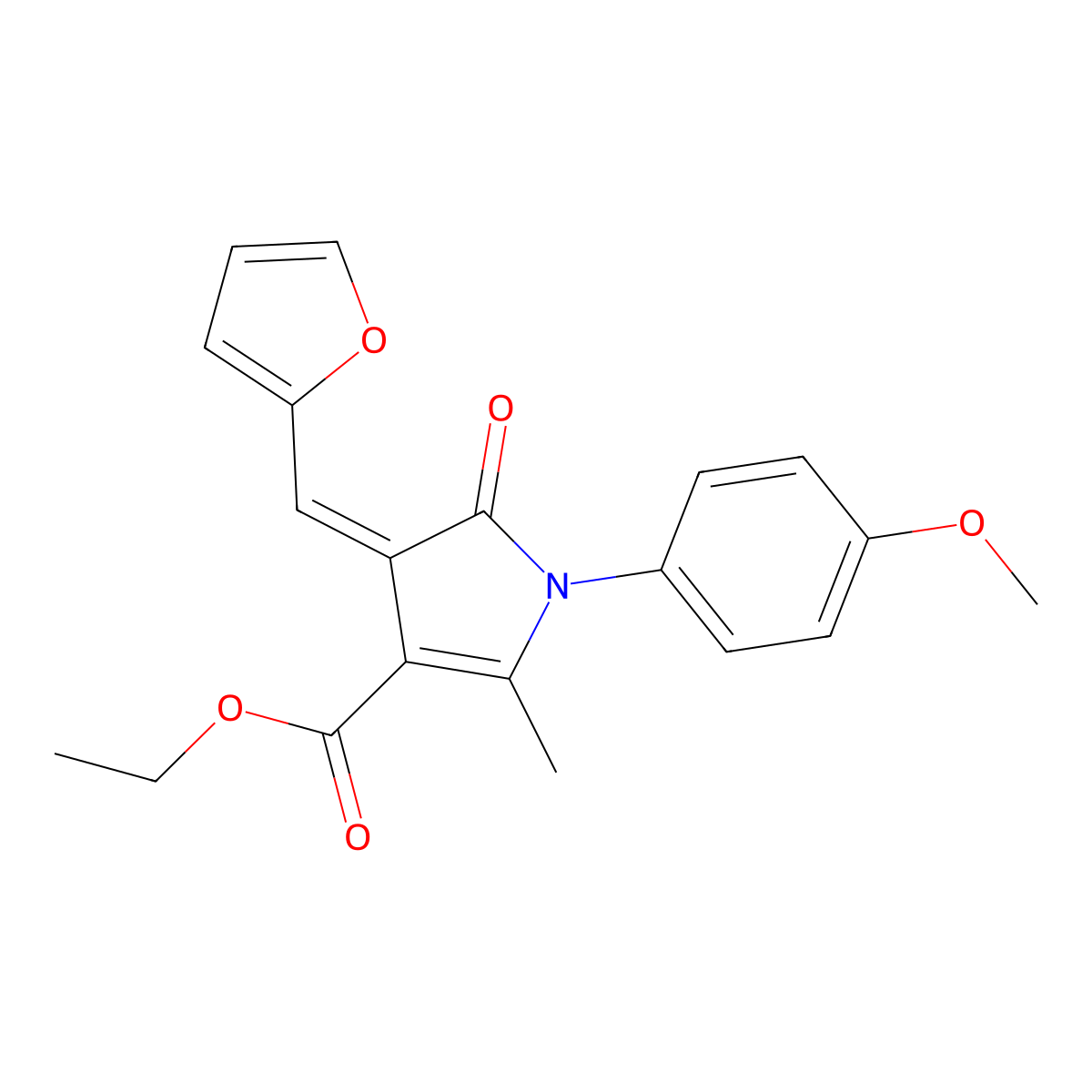 Ethyl 4-(furan-2-ylmethylene)-1-(4-methoxyphenyl)-2-methyl-5-oxo-4,5-dihydro-1h-pyrrole-3-carboxylate molecular structure, CAS 332056-78-7