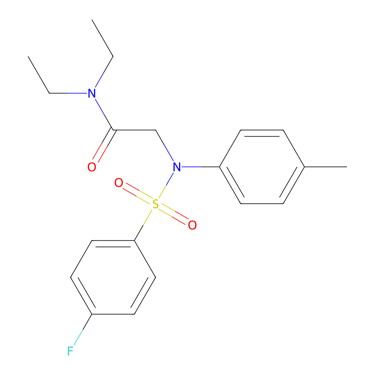 N,N-diethyl-2-(N-(4-fluorophenyl)sulfonyl-4-methylanilino)acetamide molecular structure, CAS 332057-57-5
