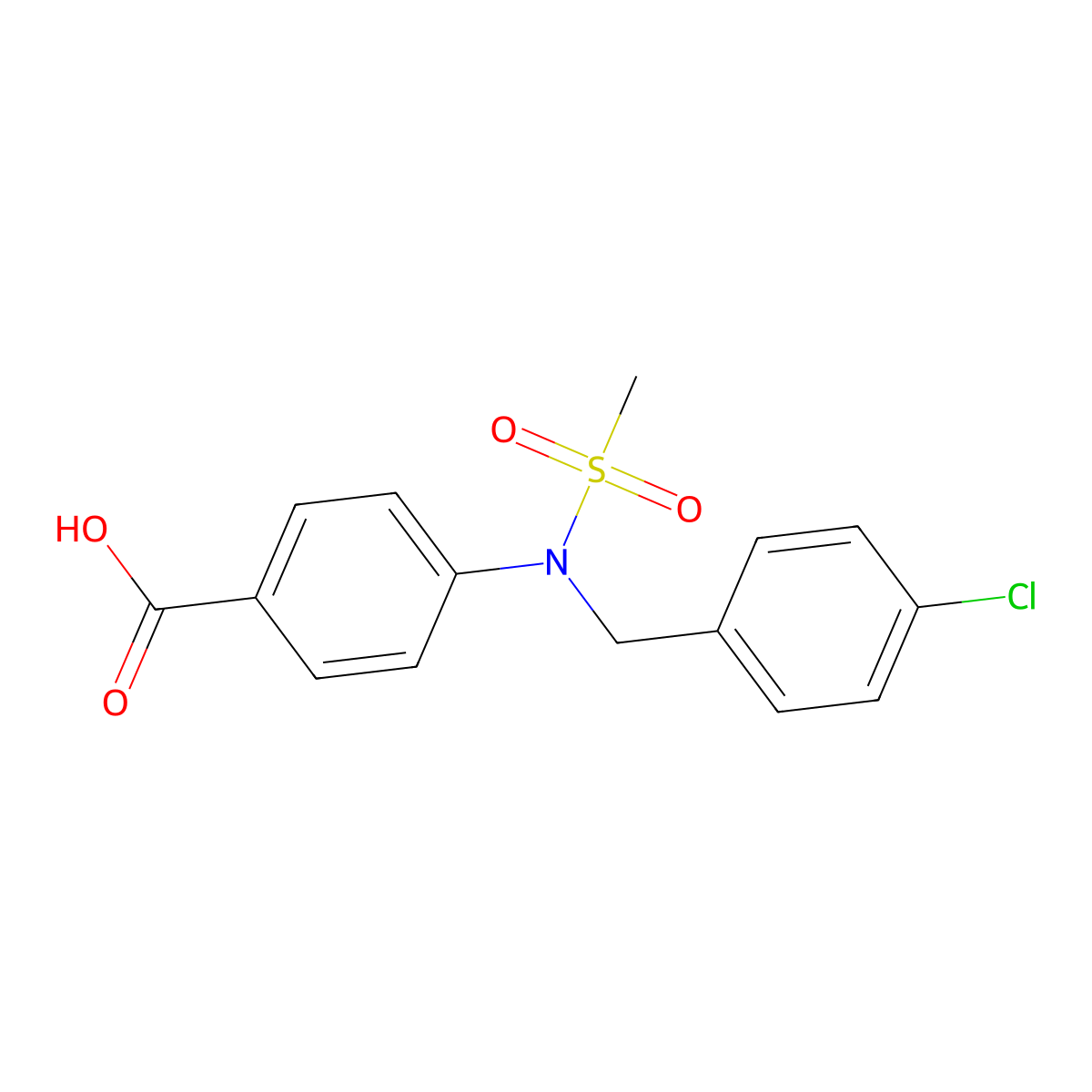4-[(4-Chlorobenzyl)(methylsulfonyl)amino]benzoic acid molecular structure, CAS 332057-66-6