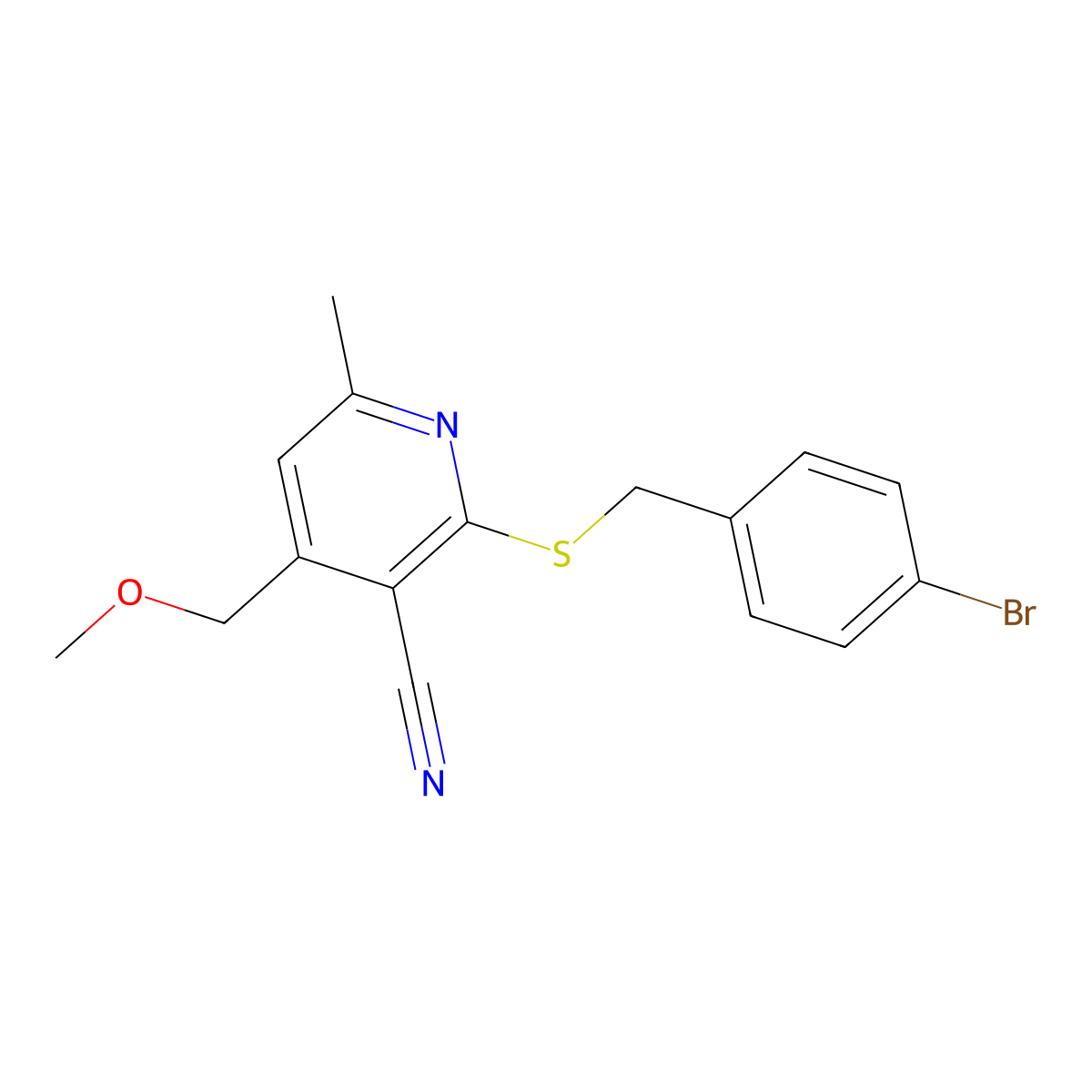 2-[(4-Bromobenzyl)sulfanyl]-4-(methoxymethyl)-6-methylnicotinonitrile molecular structure, CAS 332058-34-1