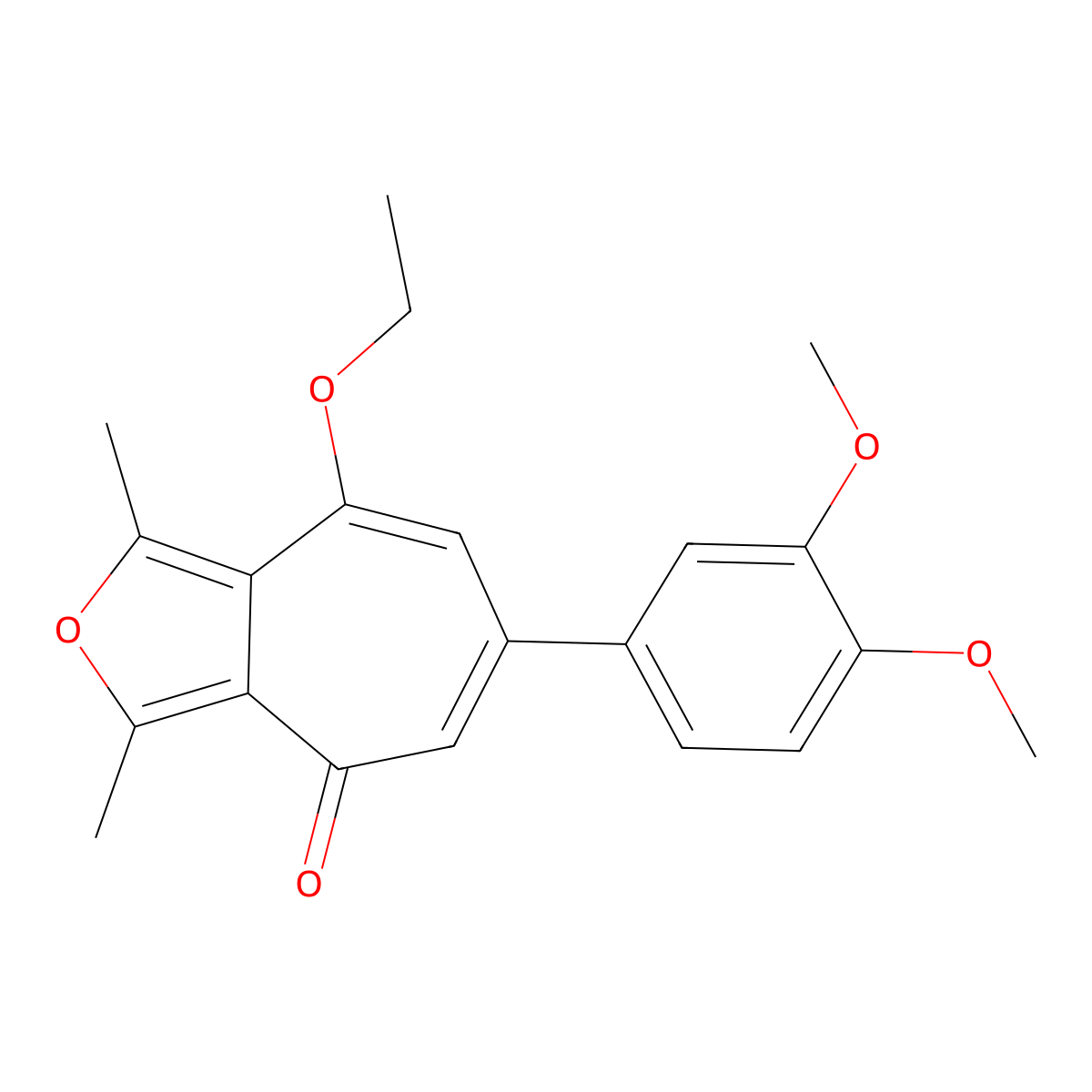 6-(3,4-dimethoxyphenyl)-8-ethoxy-1,3-dimethyl-4H-cyclohepta[c]furan-4-one molecular structure, CAS 332059-02-6