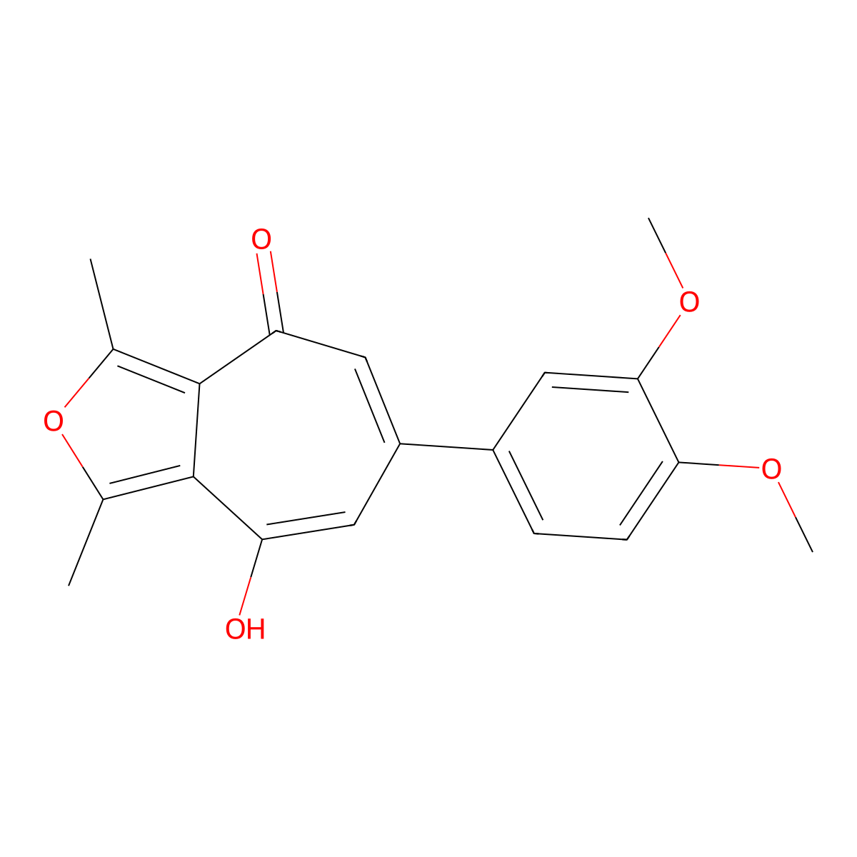 6-(3,4-dimethoxyphenyl)-8-hydroxy-1,3-dimethyl-4H-cyclohepta[c]furan-4-one molecular structure, CAS 332059-04-8