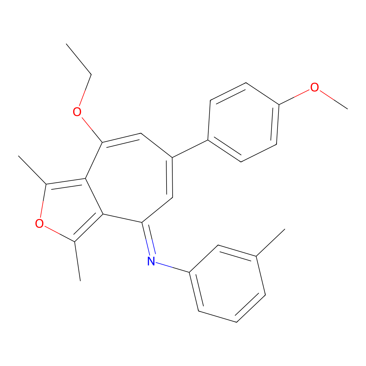 4-ethoxy-6-(4-methoxyphenyl)-1,3-dimethyl-N-(3-methylphenyl)cyclohepta[c]furan-8-imine molecular structure, CAS 332059-08-2