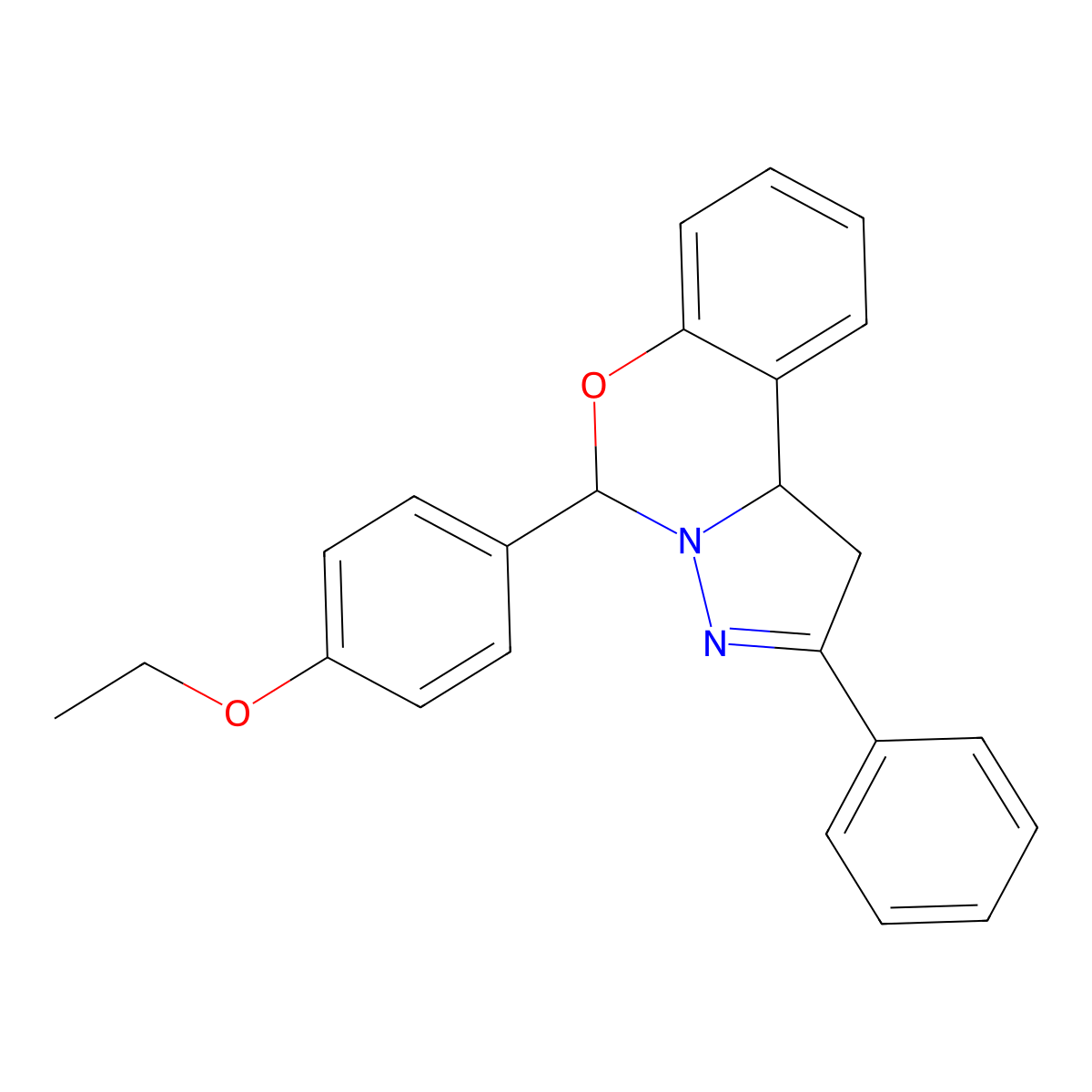 5-(4-Ethoxyphenyl)-2-phenyl-1,10b-dihydropyrazolo[1,5-c][1,3]benzoxazine molecular structure, CAS 332059-84-4