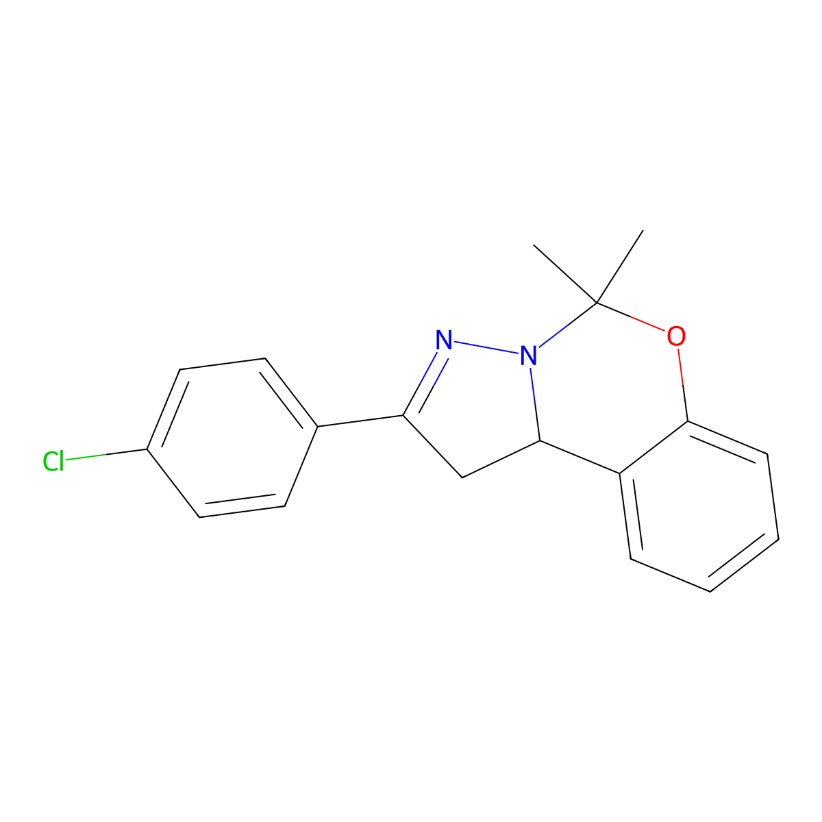 2-(4-Chlorophenyl)-5,5-dimethyl-1,10b-dihydropyrazolo[1,5-c][1,3]benzoxazine molecular structure, CAS 332060-31-8