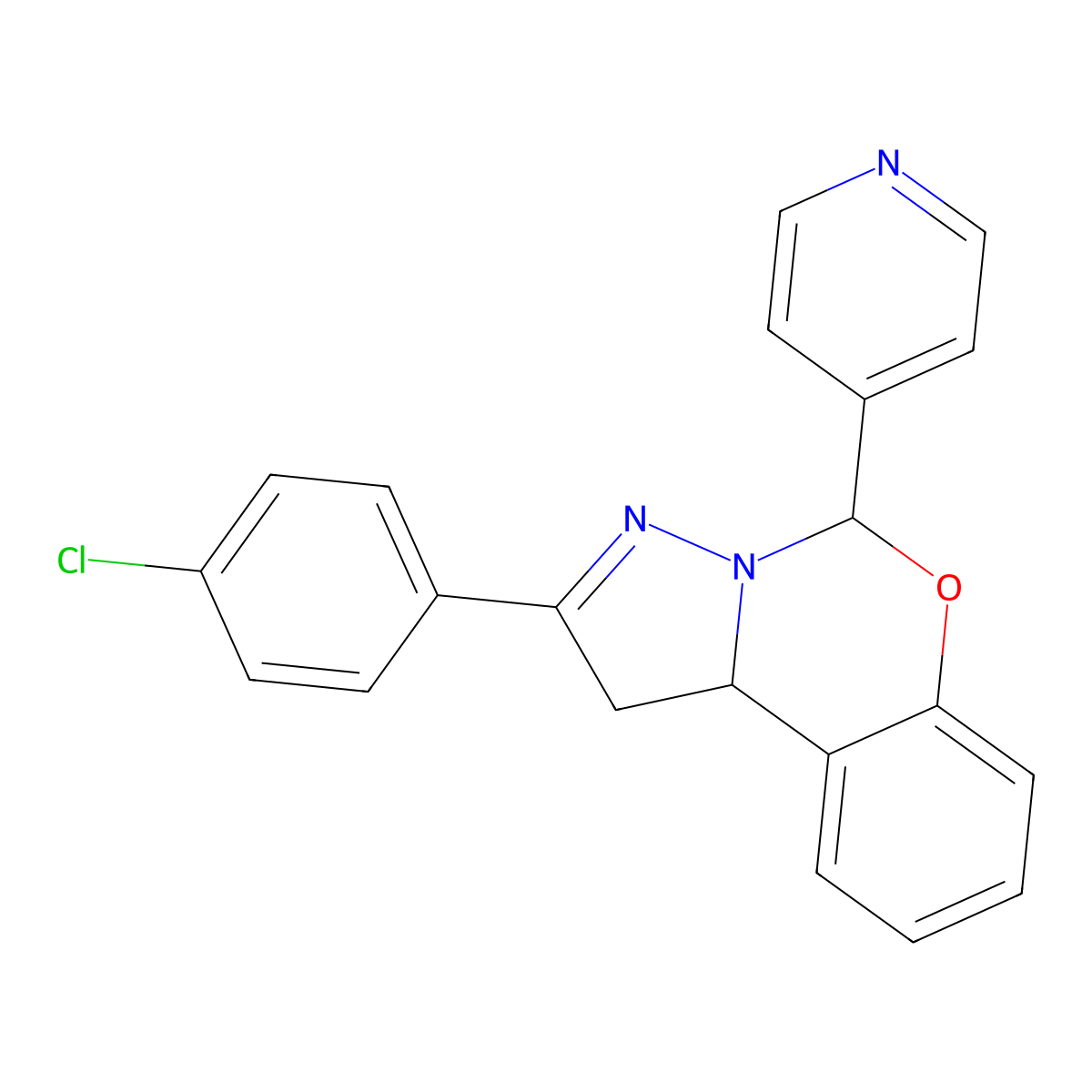 2-(4-Chlorophenyl)-5-(4-pyridinyl)-1,10b-dihydropyrazolo[1,5-c][1,3]benzoxazine molecular structure, CAS 332060-43-2