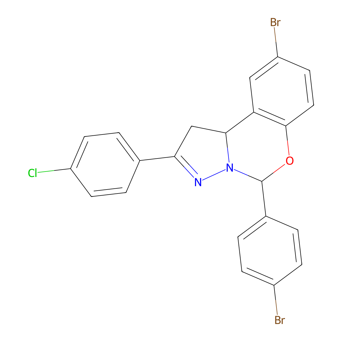 9-BR-5-(4-Bromo-PH)-2-(4-chloro-PH)-1,10B-dihydropyrazolo(1,5-C)(1,3)benzoxazine molecular structure, CAS 332060-73-8