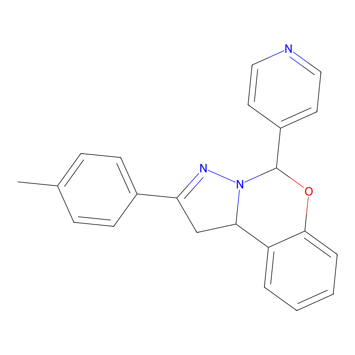 2-(4-Methylphenyl)-5-(4-pyridinyl)-1,10b-dihydropyrazolo[1,5-c][1,3]benzoxazine molecular structure, CAS 332061-09-3