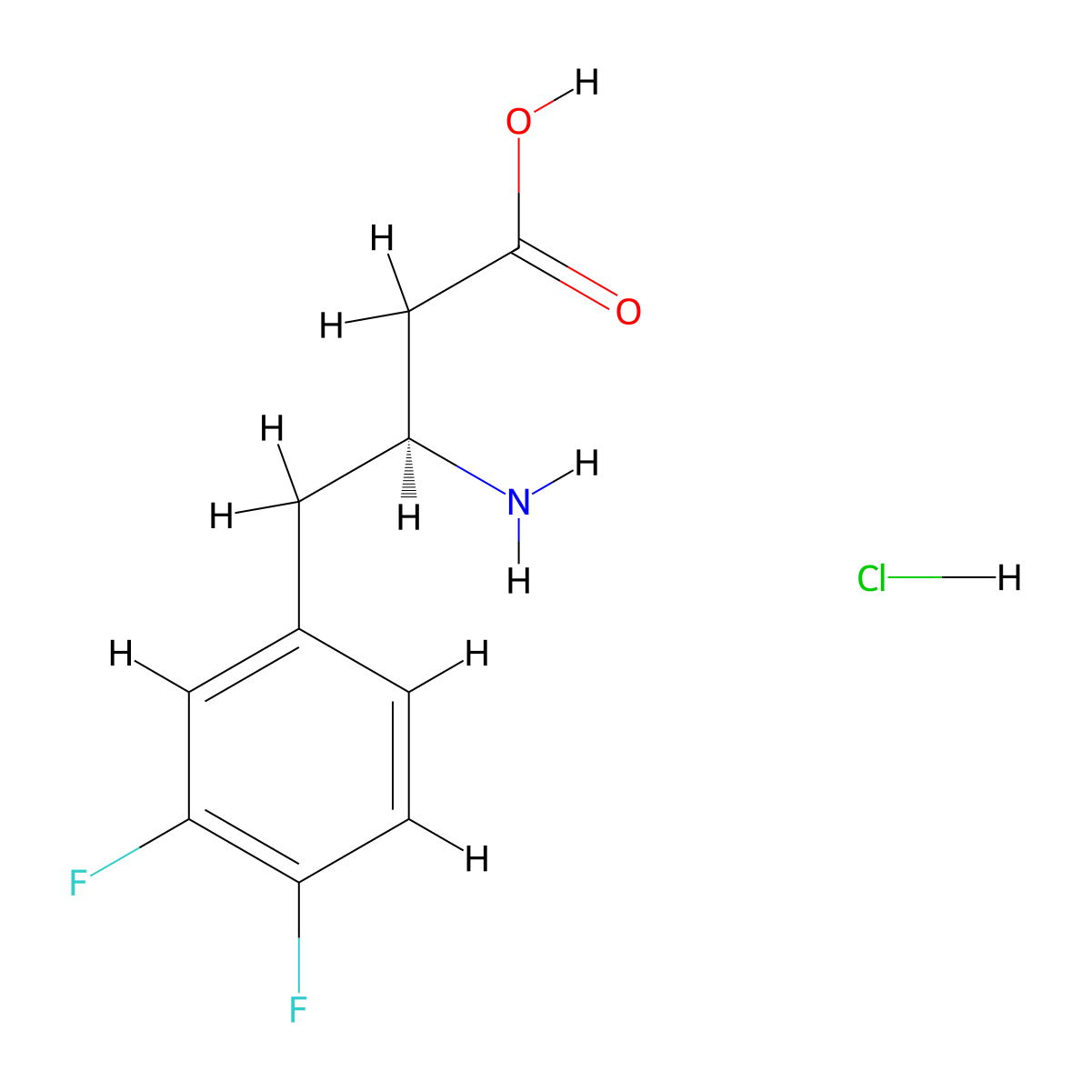 (S)-3-Amino-4-(3,4-difluorophenyl)butanoic acid hydrochloride molecular structure, CAS 332061-67-3