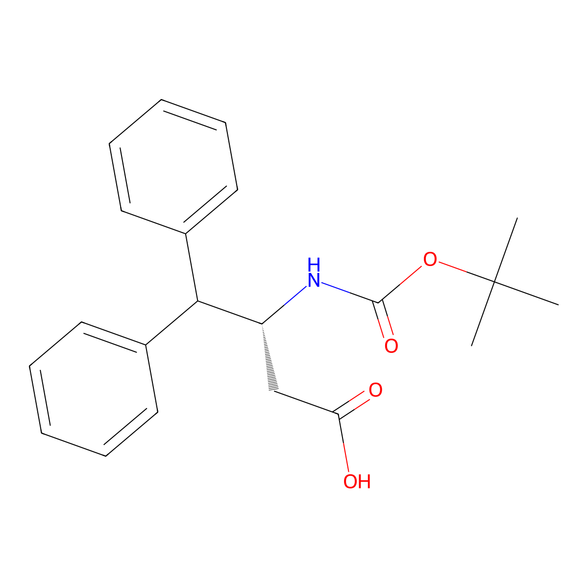 (R)-3-((tert-Butoxycarbonyl)amino)-4,4-diphenylbutanoic acid molecular structure, CAS 332062-06-3