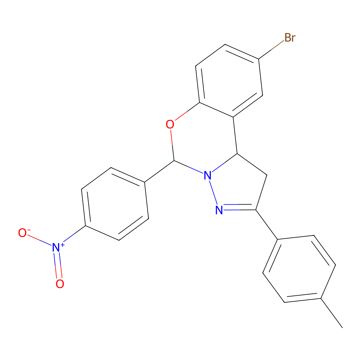 8-BR-4-(4-Nitro-PH)-2-P-tolyl-1,9B-2H-5-oxa-3,3A-diaza-cyclopenta(A)naphthalene molecular structure, CAS 332062-09-6