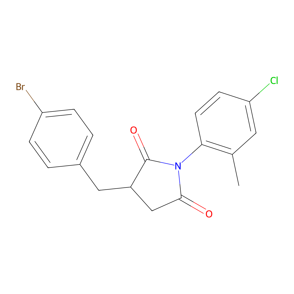 3-(4-Bromobenzyl)-1-(4-chloro-2-methylphenyl)-2,5-pyrrolidinedione molecular structure, CAS 332063-27-1