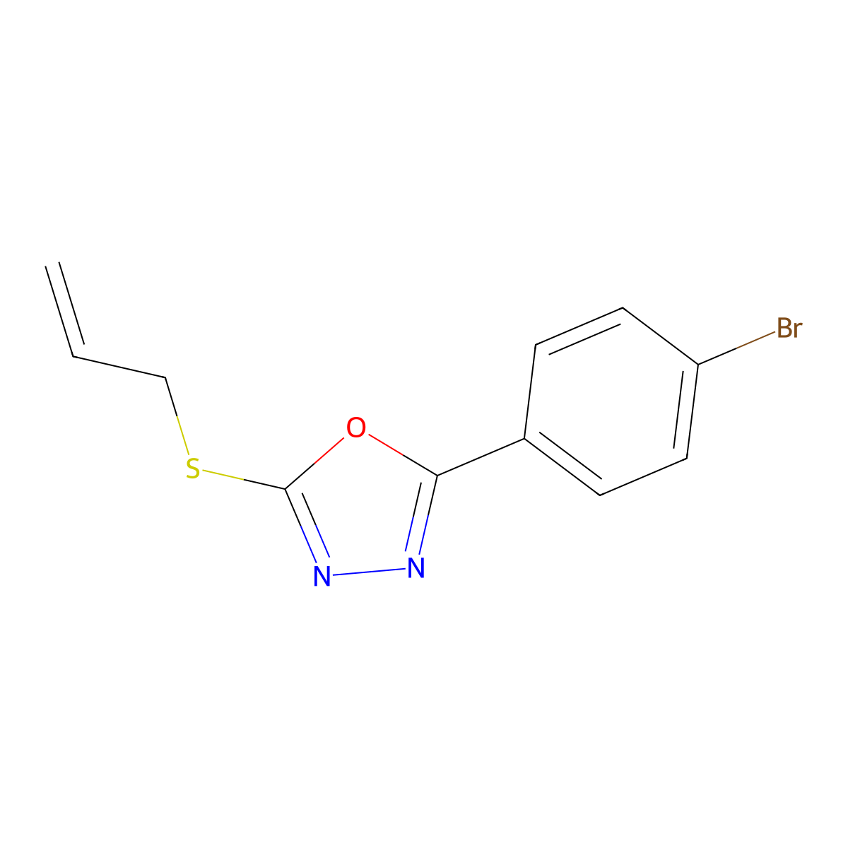 2-(4-Bromophenyl)-5-(prop-2-en-1-ylsulfanyl)-1,3,4-oxadiazole molecular structure, CAS 332063-35-1