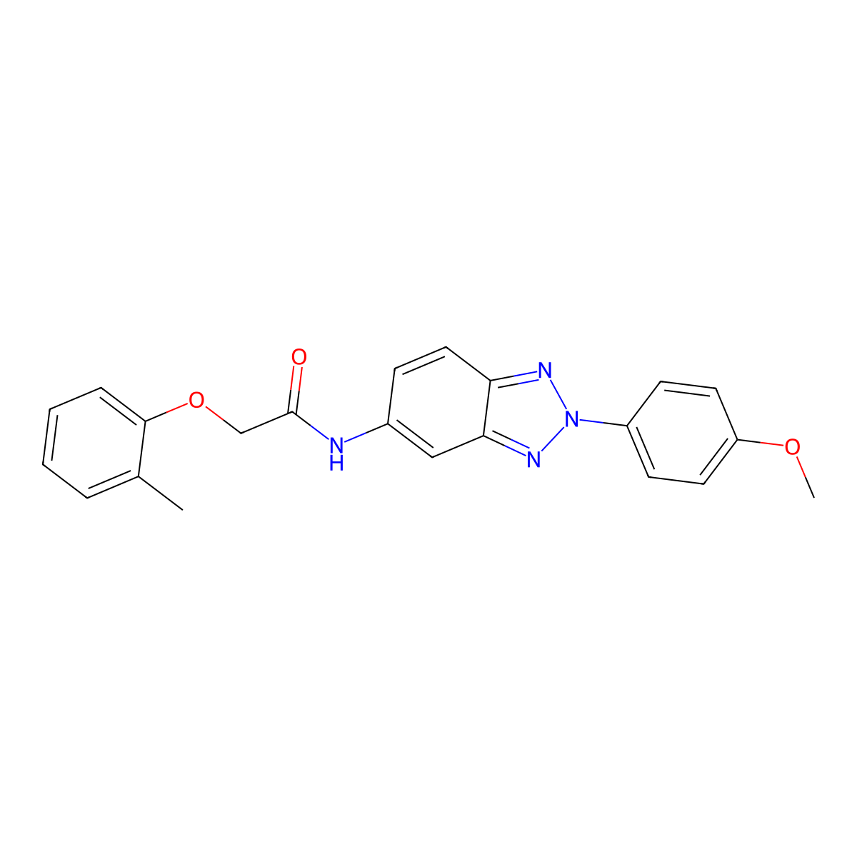 N-[2-(4-methoxyphenyl)benzotriazol-5-yl]-2-(2-methylphenoxy)acetamide molecular structure, CAS 332063-56-6