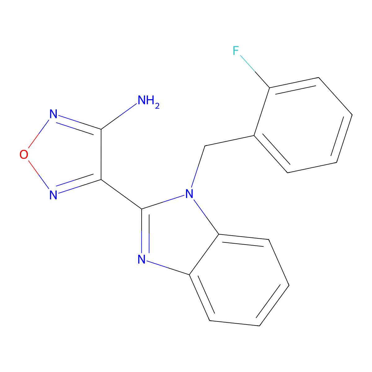 4-[1-[(2-Fluorophenyl)methyl]benzimidazol-2-yl]-1,2,5-oxadiazol-3-amine molecular structure, CAS 332064-39-8