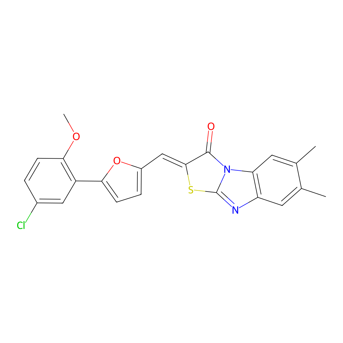 2-[[5-(5-Chloro-2-methoxyphenyl)-2-furanyl]methylene]-6,7-dimethylthiazolo[3,2-a]benzimidazol-3(2H)-one molecular structure, CAS 332064-65-0