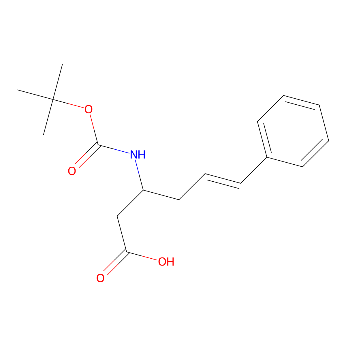 (3R)-3-[(2-methylpropan-2-yl)oxycarbonylamino]-6-phenylhex-5-enoic acid molecular structure, CAS 332064-73-0
