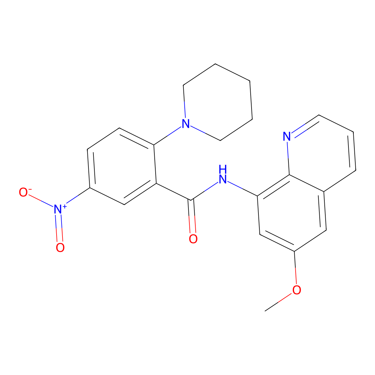 N-(6-methoxyquinolin-8-yl)-5-nitro-2-(piperidin-1-yl)benzamide molecular structure, CAS 332064-97-8