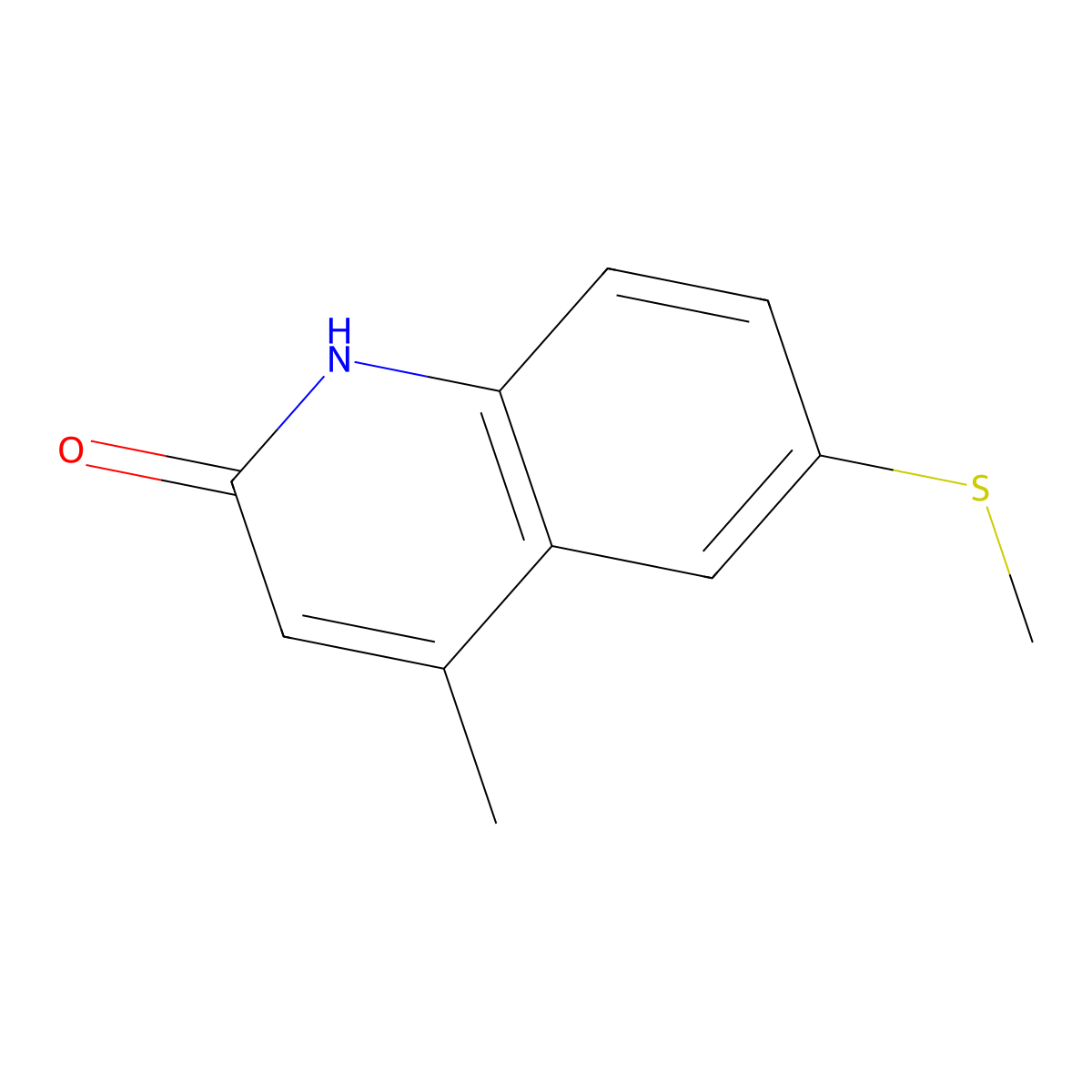 4-Methyl-6-methylsulfanyl-1H-quinolin-2-one molecular structure, CAS 332065-11-9