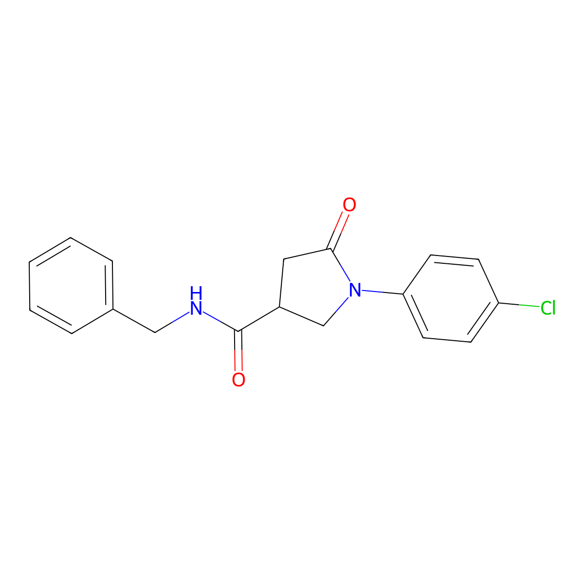 N-benzyl-1-(4-chlorophenyl)-5-oxopyrrolidine-3-carboxamide molecular structure, CAS 332065-17-5