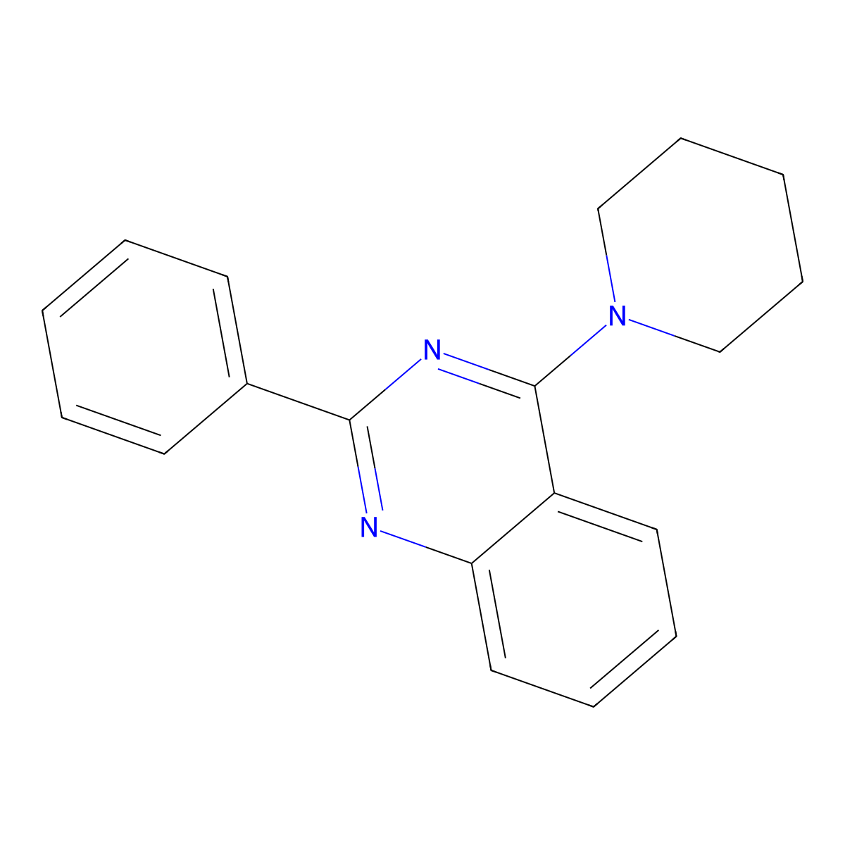 2-Phenyl-4-(1-piperidinyl)quinazoline molecular structure, CAS 332071-25-7