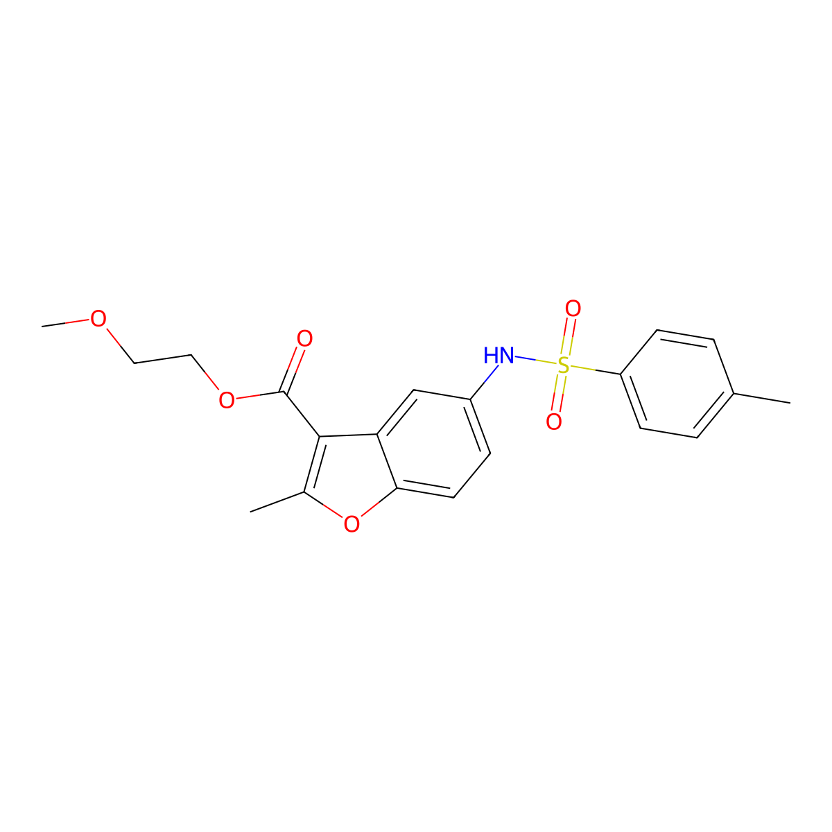 2-Methoxyethyl 2-methyl-5-[(4-methylphenyl)sulfonylamino]-1-benzofuran-3-carboxylate molecular structure, CAS 332072-87-4