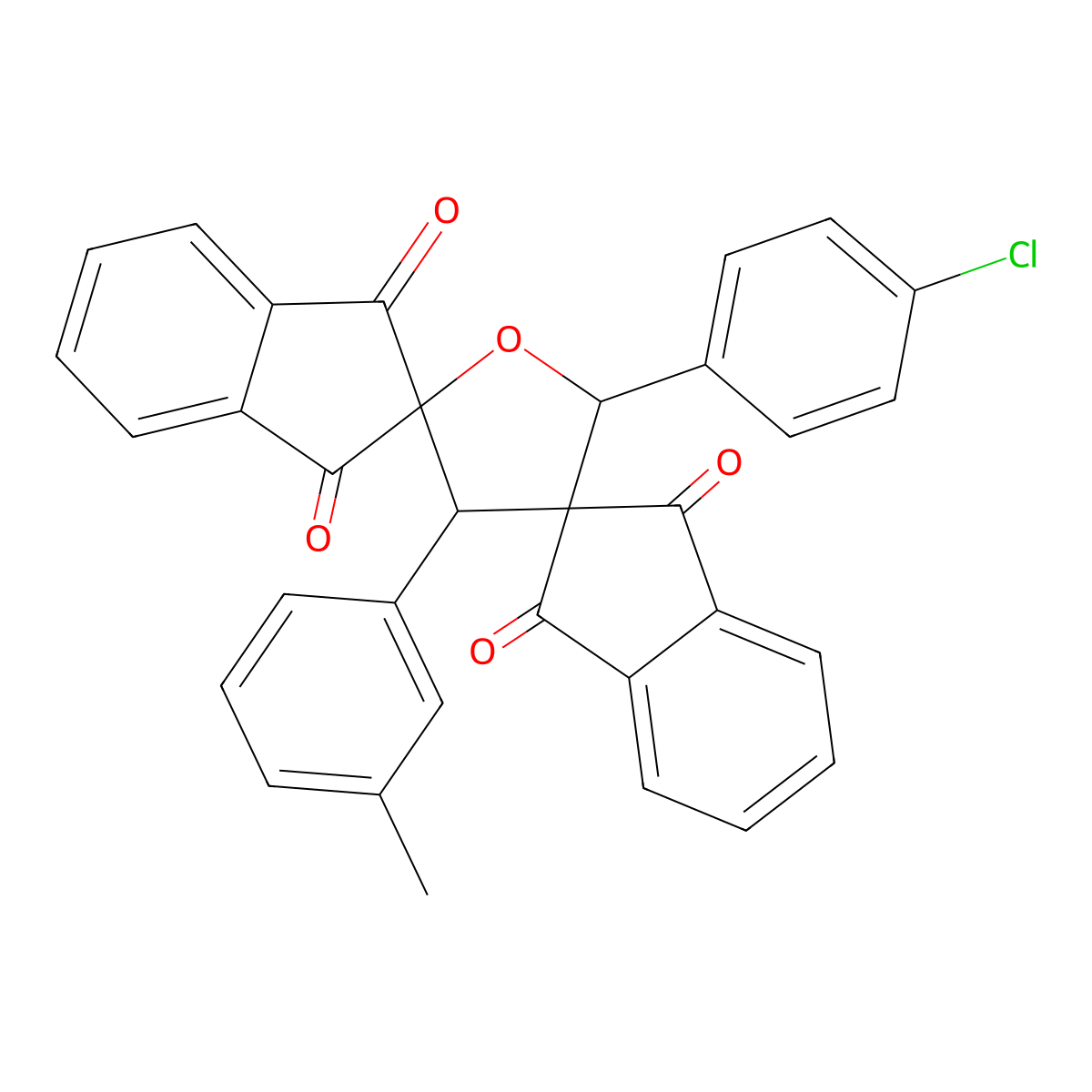 5-(4-Chlorophenyl)-3-(3-methylphenyl)dispiro[indene-2,2-furan-4,2-indene]-1,1,3,3-tetrone molecular structure, CAS 332073-78-6