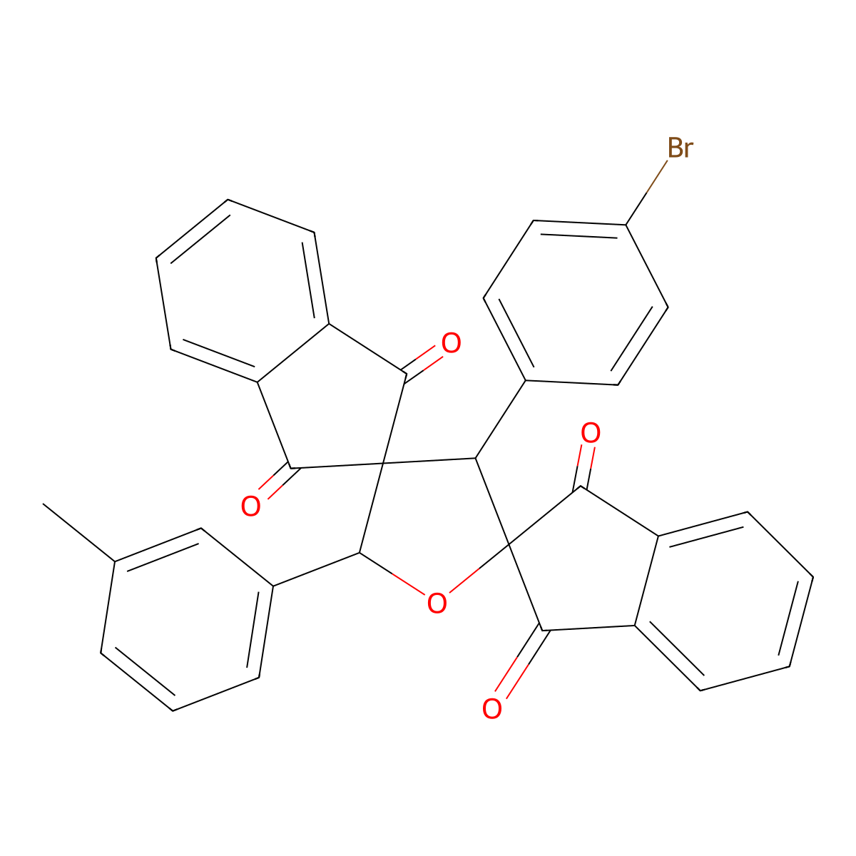 3'-(4-Bromophenyl)-5'-(3-methylphenyl)dispiro[indene-2,2'-furan-4',2''-indene]-1,1'',3,3''-tetrone molecular structure, CAS 332073-79-7