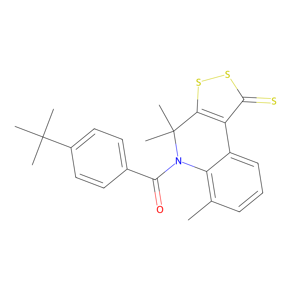 5-(4-tert-butylbenzoyl)-4,4,6-trimethyl-4,5-dihydro-1H-[1,2]dithiolo[3,4-c]quinoline-1-thione molecular structure, CAS 332073-87-7