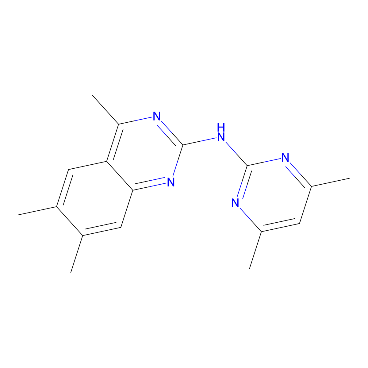 N-(4,6-dimethylpyrimidin-2-yl)-4,6,7-trimethylquinazolin-2-amine molecular structure, CAS 332074-07-4