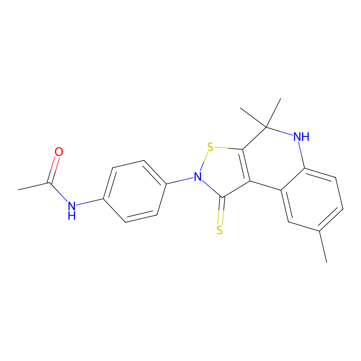 N-[4-(4,4,8-trimethyl-1-thioxo-4,5-dihydroisothiazolo[5,4-c]quinolin-2(1H)-yl)phenyl]acetamide molecular structure, CAS 332074-31-4