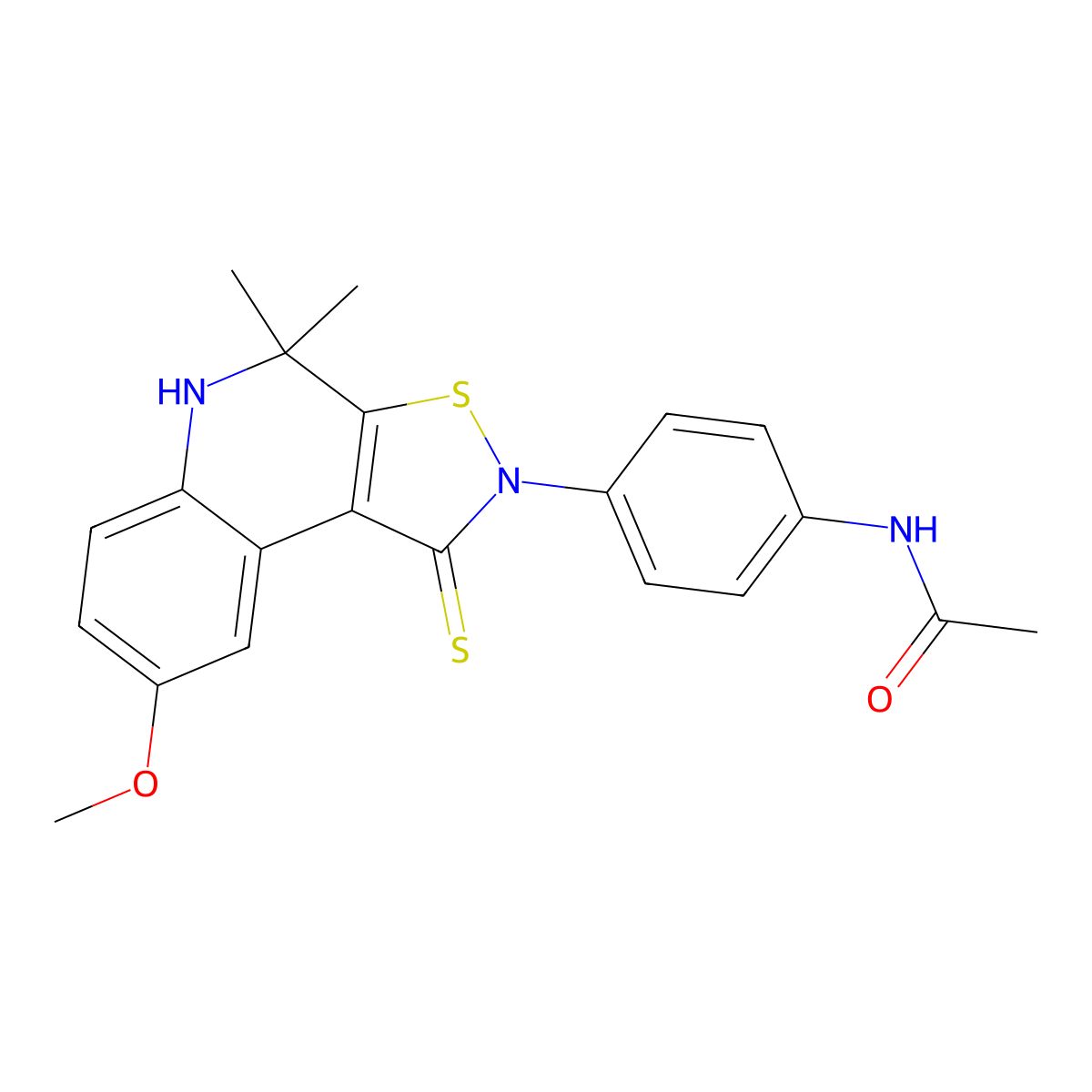N-[4-(8-methoxy-4,4-dimethyl-1-sulfanylidene-5H-[1,2]thiazolo[5,4-c]quinolin-2-yl)phenyl]acetamide molecular structure, CAS 332074-32-5