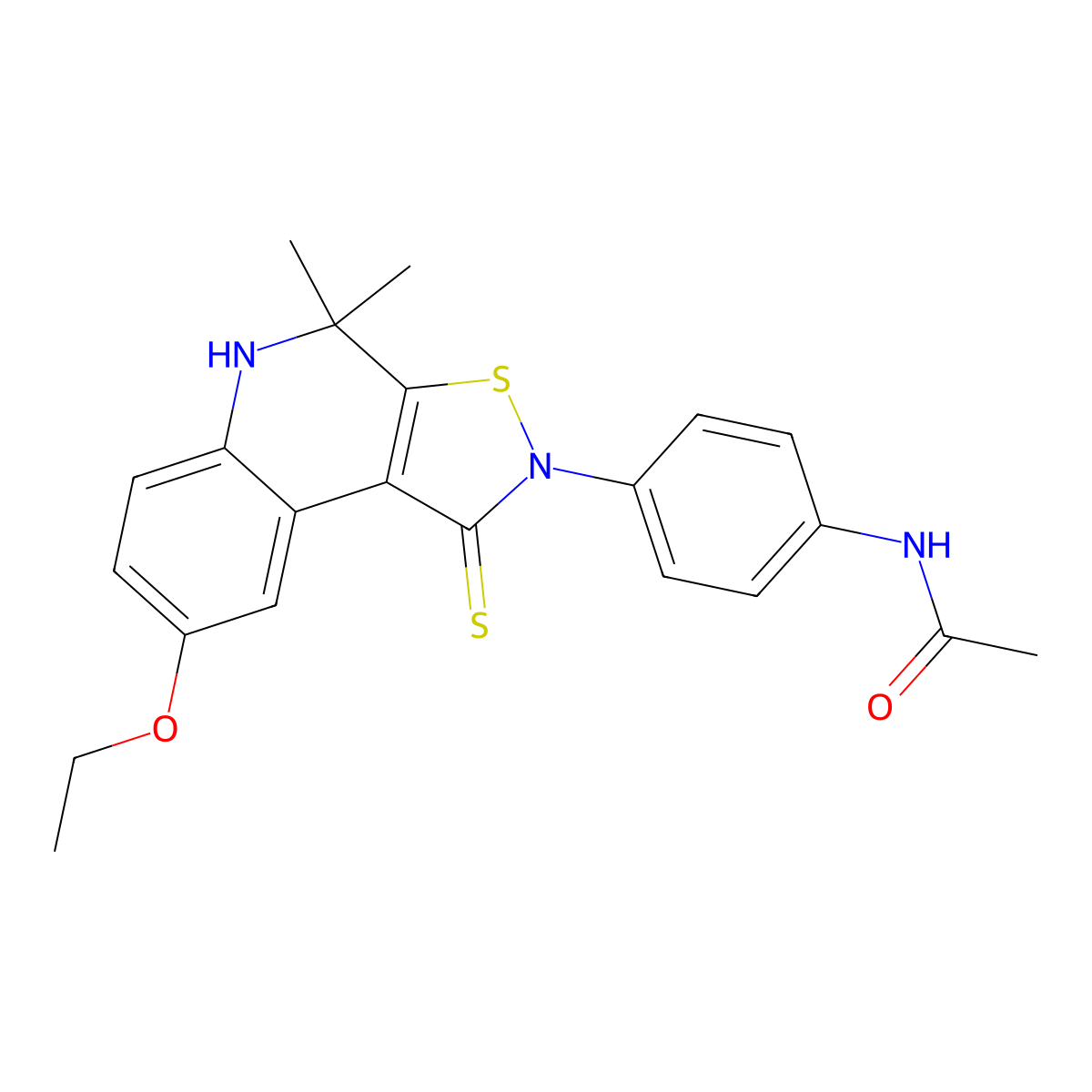 N-[4-(8-ethoxy-4,4-dimethyl-1-sulfanylidene-5H-[1,2]thiazolo[5,4-c]quinolin-2-yl)phenyl]acetamide molecular structure, CAS 332074-33-6