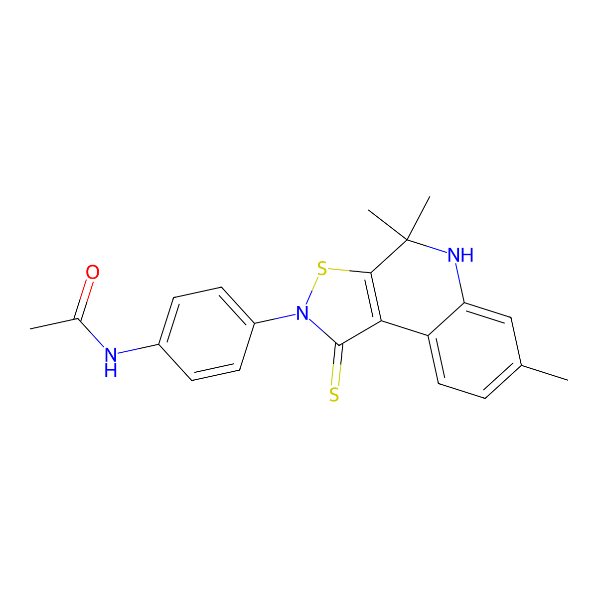 N-[4-(4,4,7-trimethyl-1-sulfanylidene-5H-[1,2]thiazolo[5,4-c]quinolin-2-yl)phenyl]acetamide molecular structure, CAS 332074-34-7