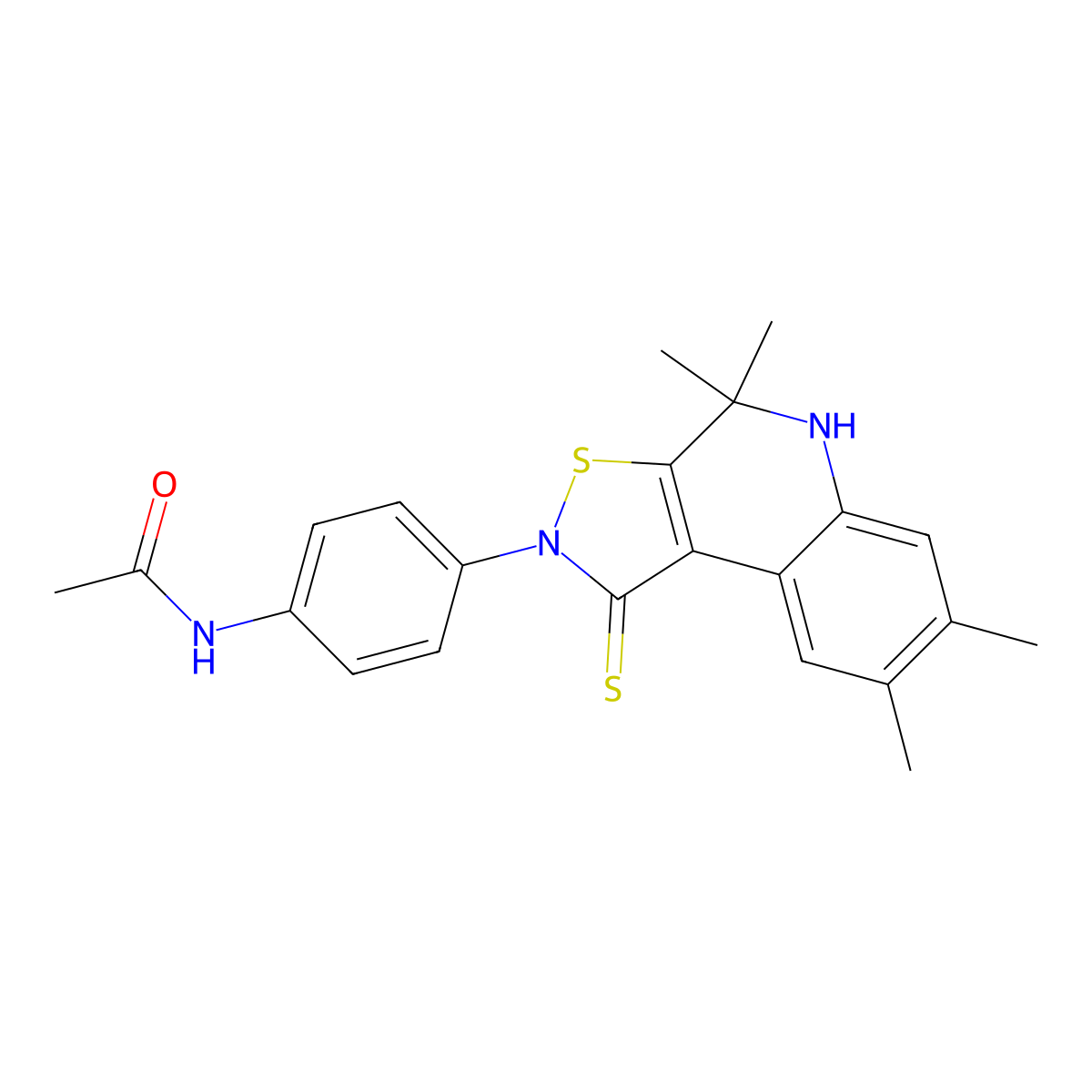 N-[4-(4,4,7,8-tetramethyl-1-thioxo-4,5-dihydroisothiazolo[5,4-c]quinolin-2(1H)-yl)phenyl]acetamide molecular structure, CAS 332074-35-8