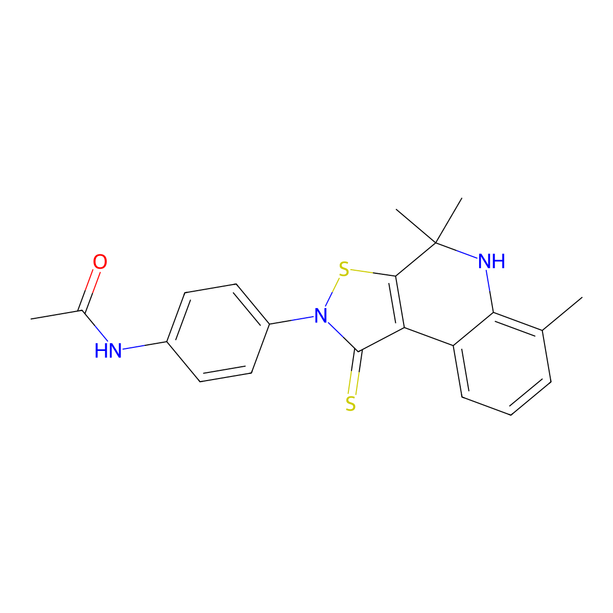 N-[4-(4,4,6-trimethyl-1-sulfanylidene-5H-[1,2]thiazolo[5,4-c]quinolin-2-yl)phenyl]acetamide molecular structure, CAS 332074-36-9