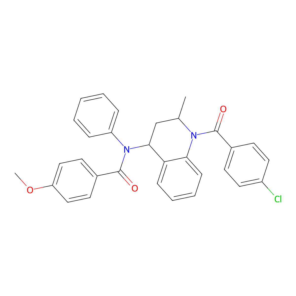 N-[1-(4-chlorobenzoyl)-2-methyl-1,2,3,4-tetrahydro-4-quinolinyl]-4-methoxy-N-phenylbenzamide molecular structure, CAS 332074-39-2