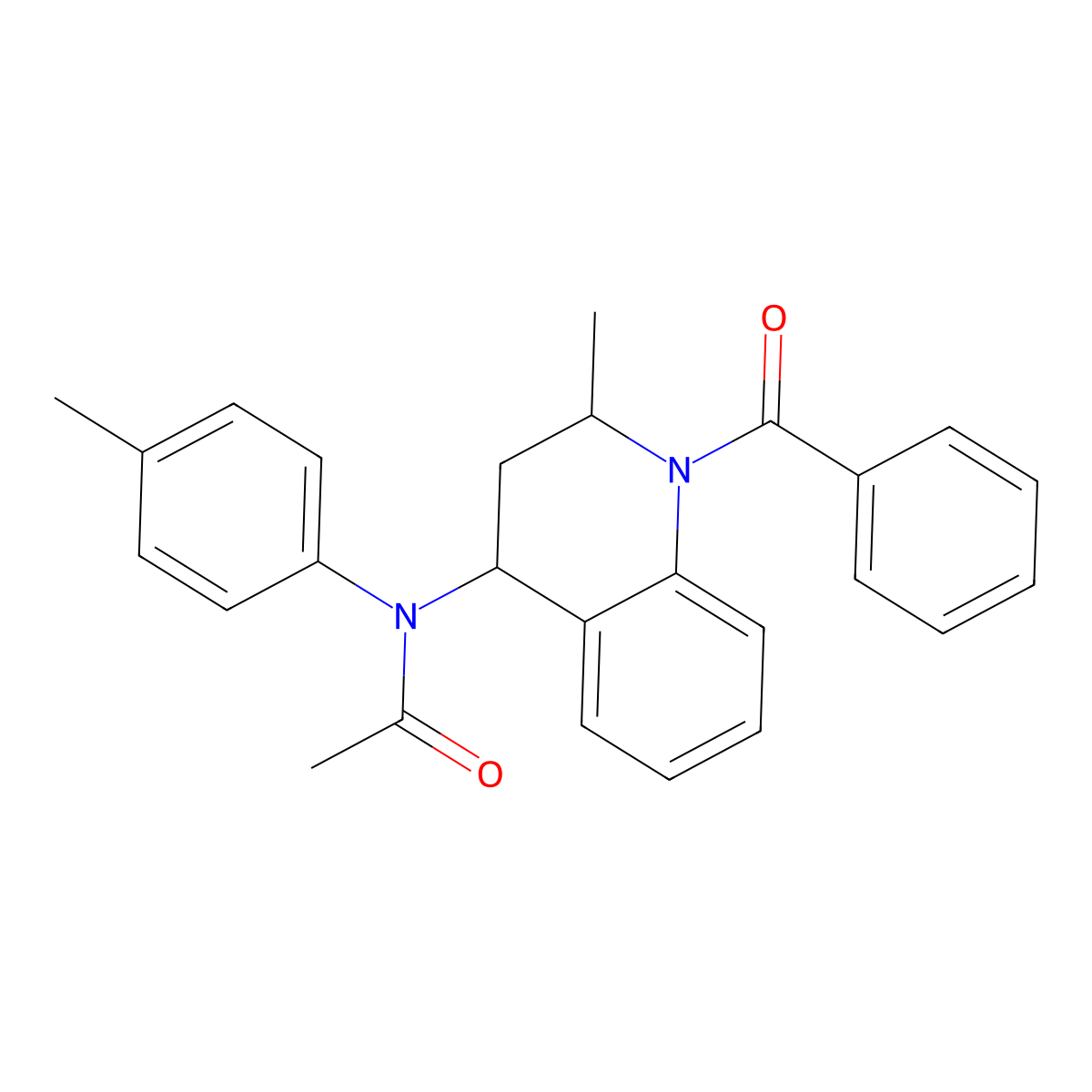 N-(1-Benzoyl-2-methyl-1,2,3,4-tetrahydro-quinolin-4-yl)-N-p-tolyl-acetamide molecular structure, CAS 332074-52-9