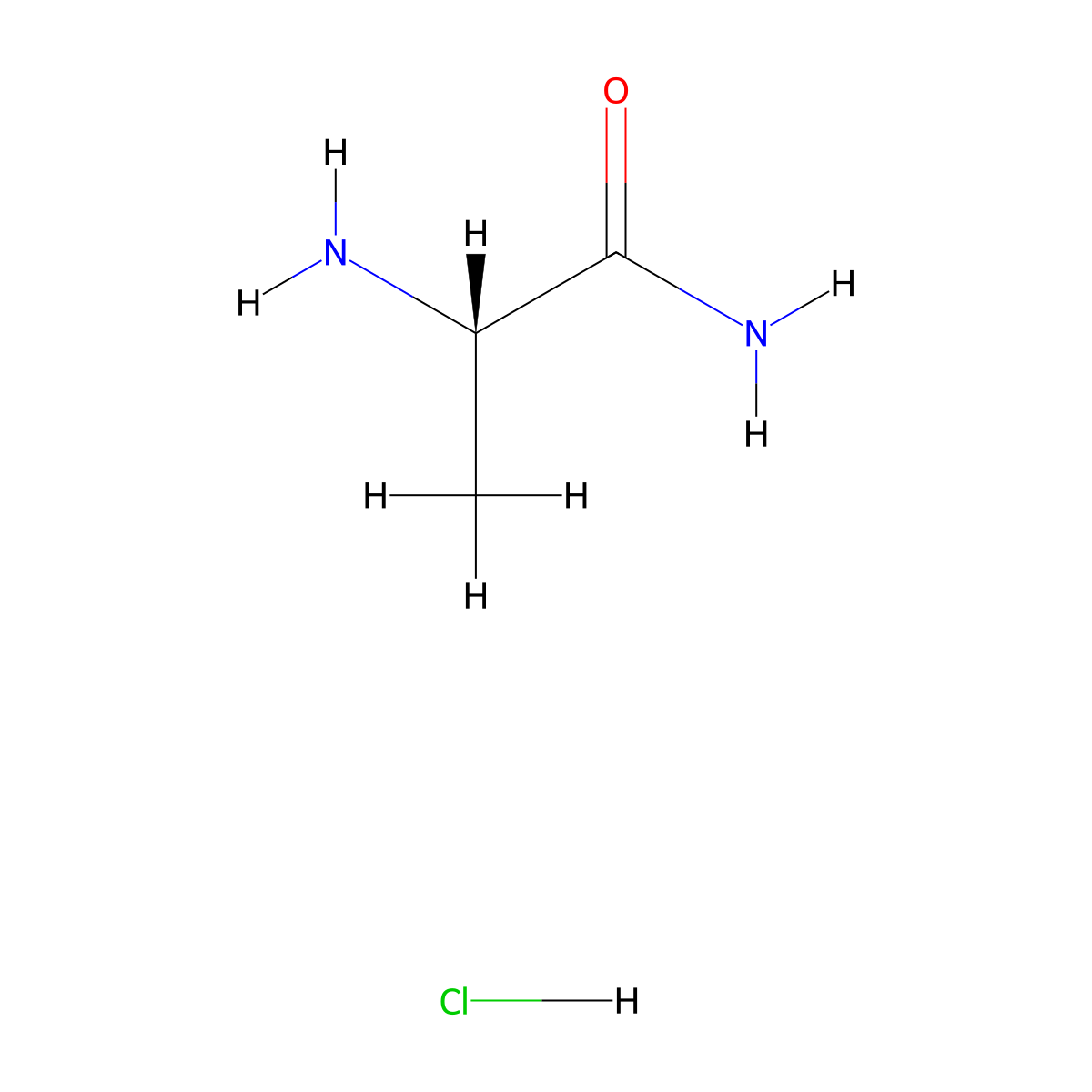 (S)-2-aminopropanamide hydrochloride molecular structure, CAS 33208-99-0