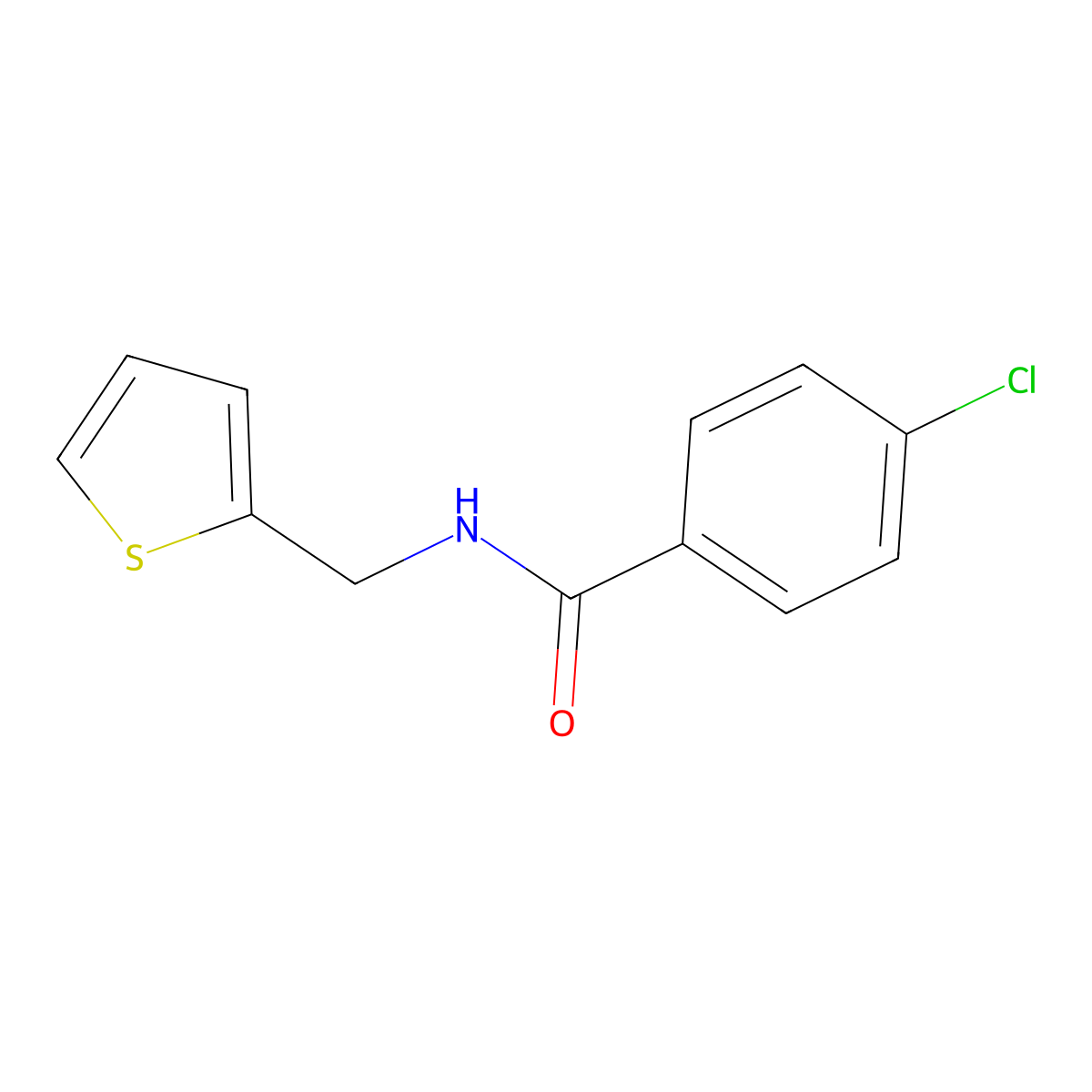 4-chloro-N-(thiophen-2-ylmethyl)benzamide molecular structure, CAS 332082-86-7