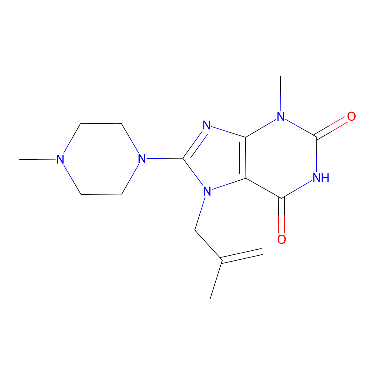3-methyl-7-(2-methylallyl)-8-(4-methylpiperazin-1-yl)-1H-purine-2,6(3H,7H)-dione molecular structure, CAS 332098-98-3