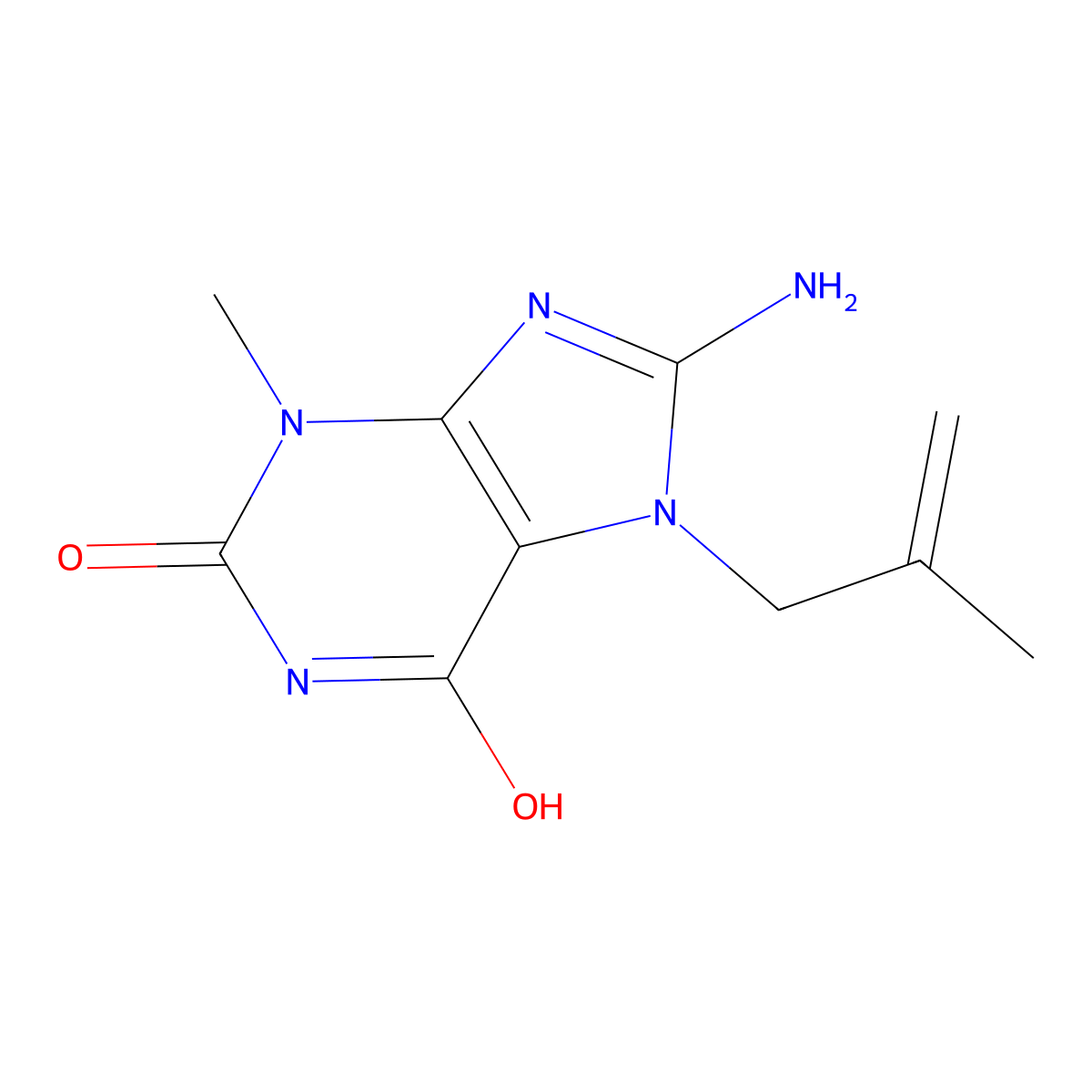 8-Amino-3-methyl-7-(2-methyl-2-propenyl)-3,7-dihydro-1H-purine-2,6-dione molecular structure, CAS 332099-04-4