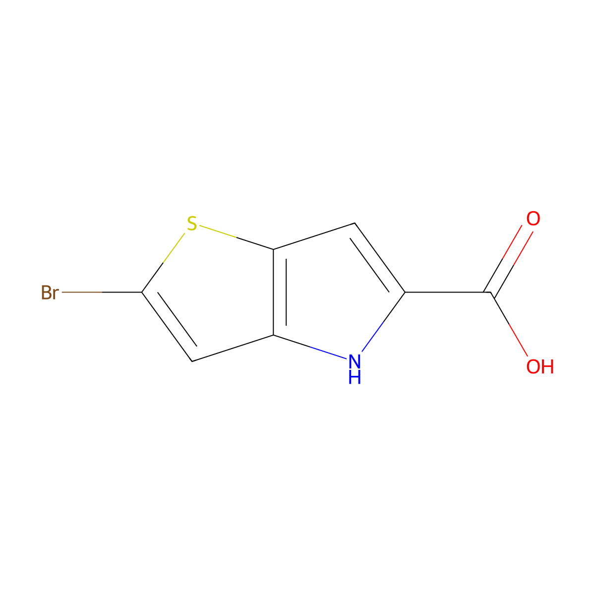 2-bromo-4H-thieno(3,2-b)pyrrole-5-carboxylic acid molecular structure, CAS 332099-09-9