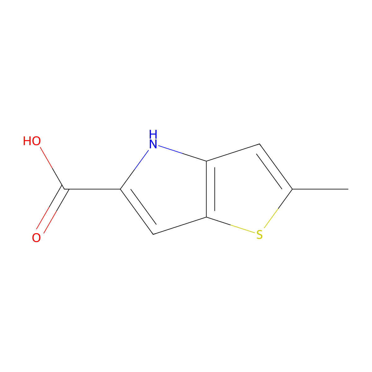 2-methyl-4H-thieno(3,2-b)pyrrole-5-carboxylic acid molecular structure, CAS 332099-14-6