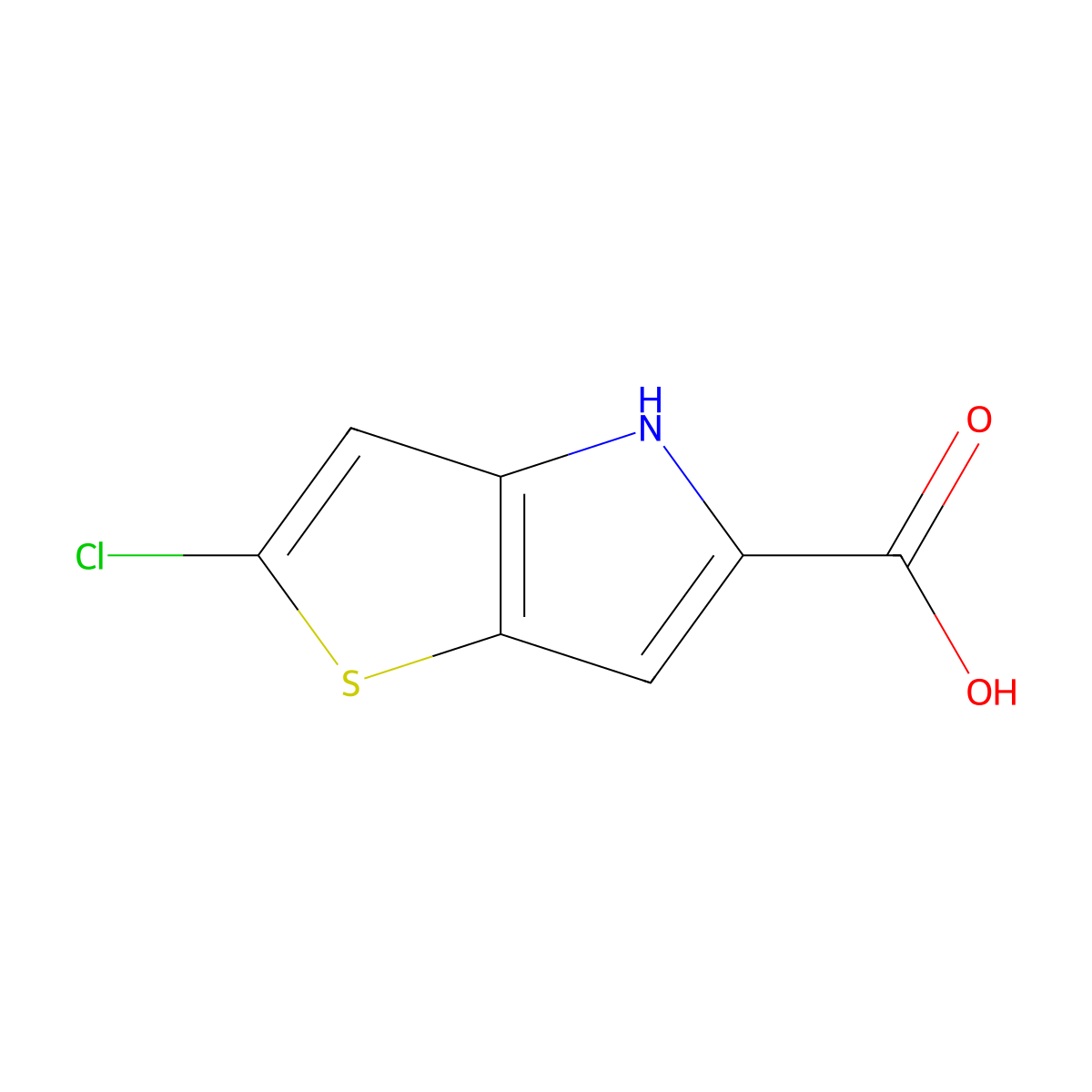 2-Chloro-4H-thieno(3,2-b)pyrrole-5-carboxylic acid molecular structure, CAS 332099-40-8