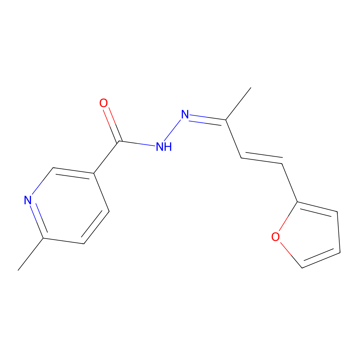 6-Methyl-3-pyridinecarboxylic acid 2-[3-(2-furanyl)-1-methyl-2-propen-1-ylidene]hydrazide molecular structure, CAS 332099-43-1