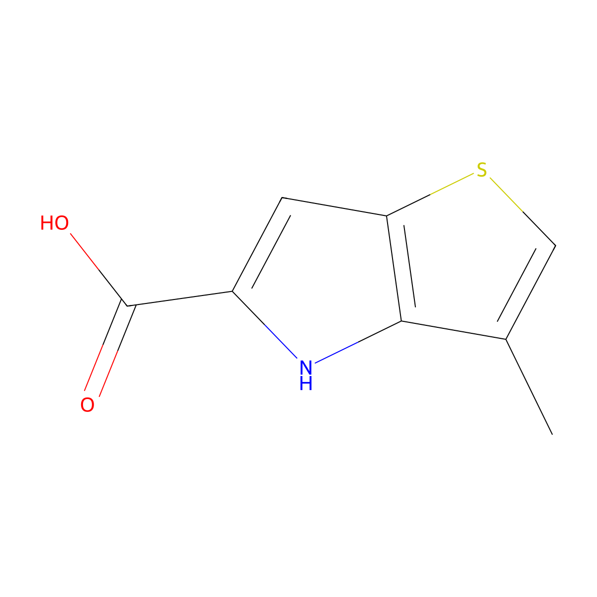 3-methyl-4H-thieno(3,2-b)pyrrole-5-carboxylic acid molecular structure, CAS 332099-44-2