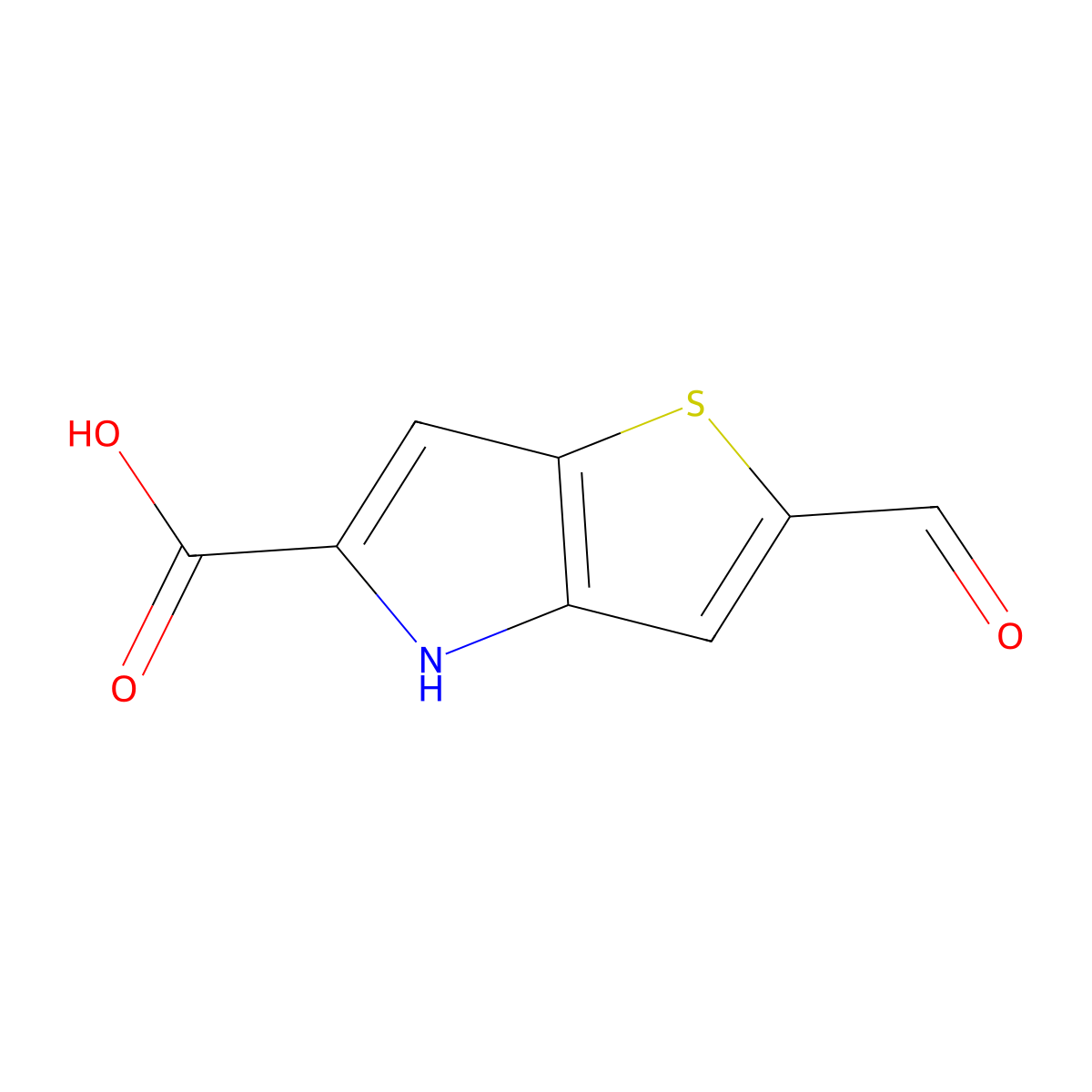 2-Formyl-4H-thieno[3,2-b]pyrrole-5-carboxylic acid molecular structure, CAS 332099-46-4