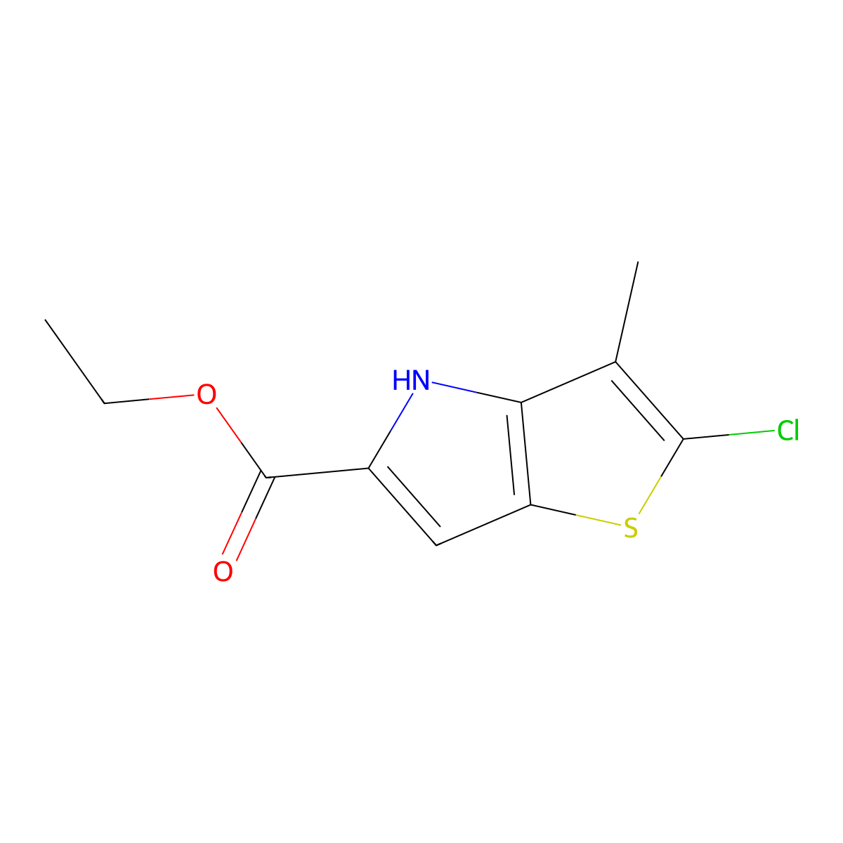 Ethyl 2-chloro-3-methyl-4H-thieno[3,2-B]pyrrole-5-carboxylate molecular structure, CAS 332099-56-6